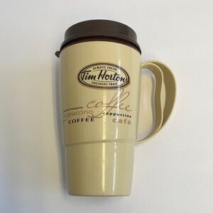 Tim Hortons Beige Travel Mug with Brown Lid